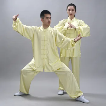 סינית מסורתית קונג פו אחיד להגדיר נשים גברים חולצת פשתן העליון מכנסיים טאי צ ' י יוניסקס Hanfu בגדי תחפושות, חליפות צבע מוצק