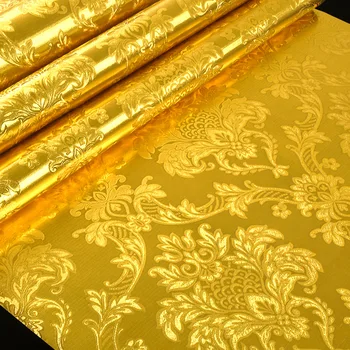 3D סטריאוסקופית הקלה רדיד זהב טפט עבור הסלון תקרת חדר השינה יוקרה זהב נצנצים דמשק טפט פסים