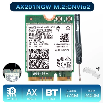 Dual Band 2400Mbps אלחוטית Wi-Fi 6 מידע AX201 עבור Bluetooth 5.0 NGFF מקש E CNVio 2 Wifi כרטיס AX201NGW 2.4 Ghz/5Ghz-802.11 ac/ax
