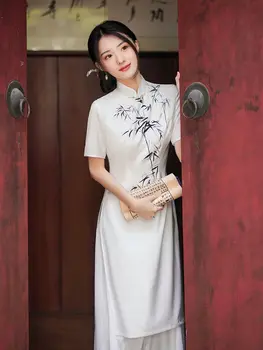 הקיץ 2023 זמן יומי Aodai Cheongsam שיפור מודרני וייטנאם הלבוש המסורתי דק אלגנטי אופנה צ ' יפאו לנשים