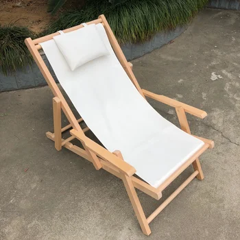 מרפסת טרקלין חוף כיסא מתקפל נייד בד צהריים עצלה חיצונית הכיסא הביתה טרקלין מעץ מלא Silla Playa רהיטים WKOC