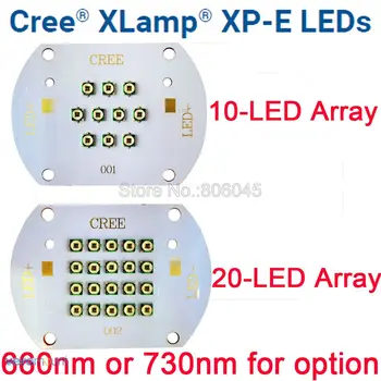 30W 60W Cree XP-E XPE לצמח לגדול Multi-Chip 10LED 20LED Intergrated מערך LED צילום 660nm אדום עד אדום 730nm על נחושת PCB לוח