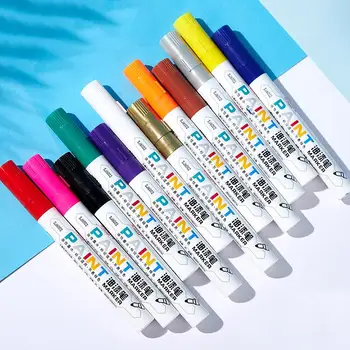 1 יח ' צבעוני צבע עט סימון עמיד לאורך צבע מתכת הפנים אמנות סמנים מברשת עט רוק ציור אבן קרמיקה הצמיג DIY