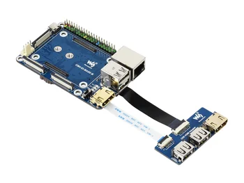 Waveshare CM4-IO-הבסיס-B + USB מתאם HDMI, עבור Raspberry Pi לחישוב מודול 4
