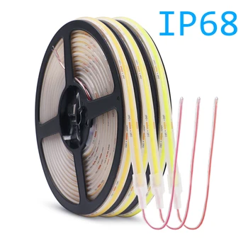 12V 24V COB LED רצועת אור IP68 IP67 עמיד למים גמיש Led מנורת 320LED 5m 10m-15 מטר 0.5 m 1m צפיפות גבוהה בהיר אניה תאורה