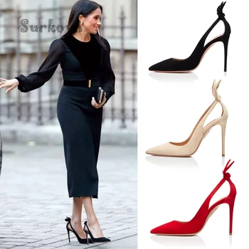 סקסית אוזני הארנב משאבות אלגנטי רומא שחור אדום דק עקבים גבוהים נעלי נשים הצרפתי הצביע אצבע חלולה נעלי עקב עיצוב סנדלים