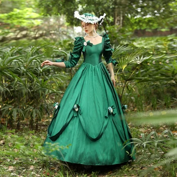 ירוק המאה ה-18 רוקוקו צד שמלות לנשף המלכותי הבארוק Cosplay ליל כל הקדושים שמח Christma ויקטוריאני תחרה שמלה ויקטוריאנית