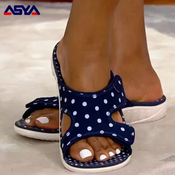 ASYAPOY נשים סנדלים חדשים שטוח סנדלי קיץ נעלי נשים מזדמנים נעלי קיץ Flip סלטות אישה צבעוני שטוח Sandalias Mujer