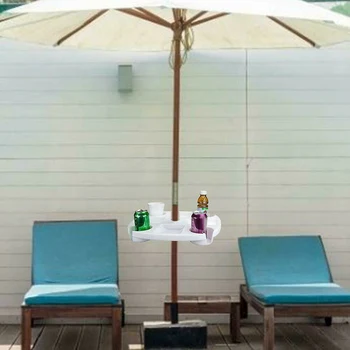 קיץ החוף מטריה שולחן עגול מגש פלסטיק עם מחזיקי גביע חטיף גביע פאן גן בריכת שחייה, פטיו ריהוט בסיסי