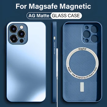 על Magsafe AG מט מגנטי סיליקון קייס לאייפון 14 13 12 11 Pro מקס עדשת זכוכית מטען אלחוטי של טלפון הכיסוי אביזרים