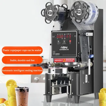 500W מלא אוטומטי אינטליגנטית איטום מכונת מסחרי חלב תה חותם מכונת נייר, כוס פלסטיק חום אוטם חכם
