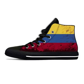חם קולומביה הקולומביאני דגל גאווה פטריוטית אופנה מזדמן בד נעליים גבוהה למעלה גברים נשים נעלי ספורט גבוה לעזור הלוח קלאסי נעליים