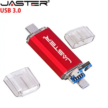 ג ' סטר USB 3.0 כונני פלאש 128GB חינם מותאם אישית לוגו עט כונן 64GB 32GB 16GB OTG 3 ב 1 מקל USB 4GB 8GB שחור יצירתי מתנה