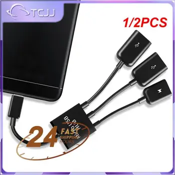 1/2PCS החדש 3 ב-1 מיקרו USB מסוג C האב זכר נקבה כפול USB 2.0 Host OTG כבל מתאם עבור הטלפון החכם, מחשב הלוח 3