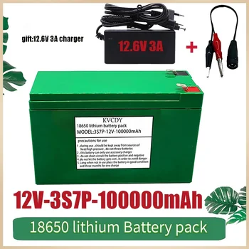 Batterie ליתיום 12V 100000mAh 3S7P 18650 , BMS 100ah הוט intensité intégré, יוצקים pulvérisateur extérieur, chargeur 12.6 V 3a
