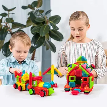 144Pcs Diy אבני הבניין צעצועי פלסטיק רחובות מודלים אינטראקטיביים הורה-ילד הרכבה, משחקים לילדים תחביבים צעצועים לילדים