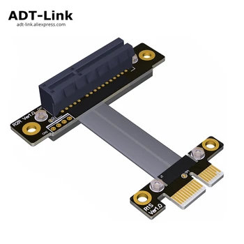 PCIe 3.0 x1 זכר x4 נקבה כבל EMI מיגון 8G/bps PCI-E III 1x 4x כרטיס Riser מאריך כבל סרט מרפק ישר זווית ADT