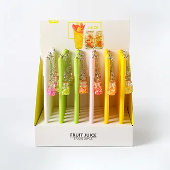 36PCS מיץ פירות תליון עט רולר בול יצירתי חמוד דוגמנות עט תלמיד נייר פלסטיק עט נובע