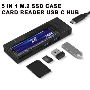 5 In 1 USB C-Hub עם מ. 2 NVMe/SATA SSD המתחם ，NVMe מקרה תיבת SD קורא כרטיסי TF רציף עבור ה-MacBook Pro אוויר USB C ספליטר