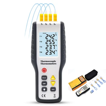דיגיטלי Thermocoupl מדחום ערוץ 4 K סוג הצמד התרמי בדיקה חיישן טמפרטורה תעשייתי מבחן -200C--1372C HT-9815