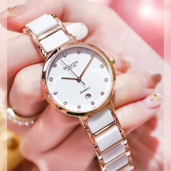 SOLLEN מזדמן אופנה נשים קוורץ שעונים בסגנון פשוט נשים שעון 2023 חדש נירוסטה עמיד למים שעונים רלו Mujer