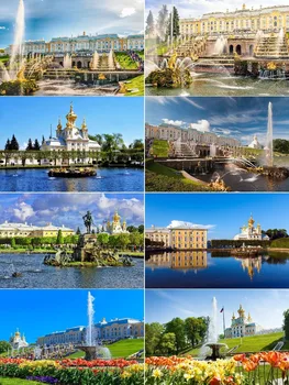 Peterhof ארמון רוסי נוף DIY יהלום ציור מלא עגול/מרובע תרגילים תכשיטים תפר צלב פסיפס אמנות קיר בעיצוב הבית