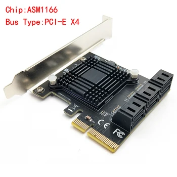 חדש 6 יציאות SATA 3.0 6Gbps PCI-Express הרחבה מתאם כרטיס Riser יציאה אחת עד 500Mb ASMedia ASM1166 צ ' יפ IPFS כרייה