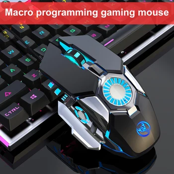 HXSJ קווי עכבר משחקים צבעוני אור 6Button לתכנות משחק עכברים 6 מתכוונן 6400dpi עבור המחשב הנייד המשחק המשרד העכבר