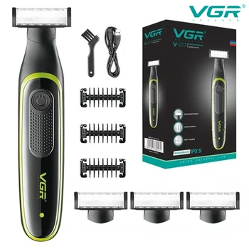 VGR שיער גוזם מכונת עמיד למים שיער גוזם מקצועי זקן גוזם סכיני גילוח נטענת חשמלית 0mm להב חיתוך V-017