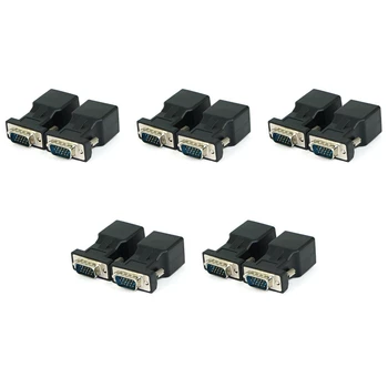 10 Pack מאריך VGA זכר ל-RJ45 CAT5 CAT6 20מ ' כבל הרשת למתאם COM Port LAN Ethernet ממיר