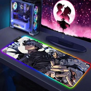 אנימה סולו החלקה משטח עכבר RGB נייד מחצלת שולחן שטיח גיימר אביזרים מקלדת המחשב Deskpad תאורת LED Mousepads