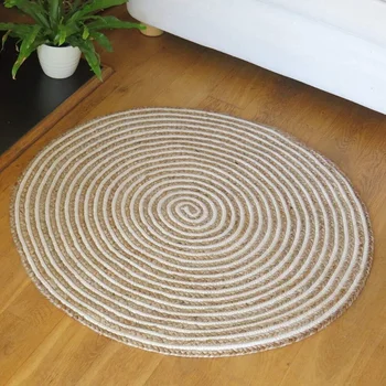 שטיח עגול יוטה כותנה החווה קלוע אזור סמרטוט שטיח רצפת פרקט שטיח ארוג