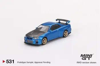 מיני GT 1:64 ניסן סקייליין GTR R34 סודי ביותר בייסייד כחול RHD למות יצוק דגם המכונית אוסף מיניאטורות