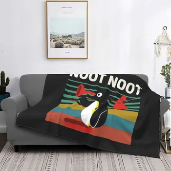 לא לא Pingu פינגווין מם מצחיק דפוס קריקטורה שמיכה לכסות פלנל, שמיכה חמה לישון במיטה השטיח