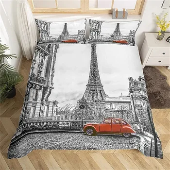 מגדל אייפל השמיכה לכסות להגדיר פריז מגדל סט מצעים בסגנון צרפתי עיצוב חדר השינה ילדים נשים בנות גריי העירוני כיסוי כיסוי