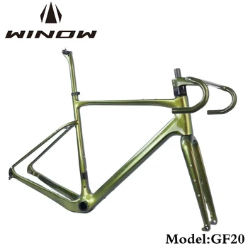 Winowsports האופניים פחמן מסגרת חצץ BB386 דיסק בלם Cyclocross 700C 45C צמיג כביש מסגרות עם מזלג האופניים אביזרים חלקים