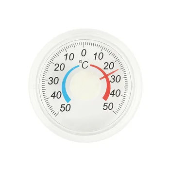 דבק עצמי עגול דיוק גבוה מד טמפרטורה של 50°C-50°C שקוף טמפרטורה מטר על החלון מקורה קיר חיצוני בגינה