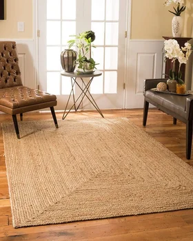היד עשוי יוטה. שטיח קלוע טבעי מוצק שזוף צבע בז ' מדרגות רץ שטיחים עבור הסלון עיצוב חדר השינה