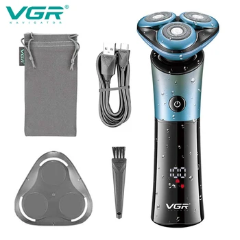 VGR מכונת גילוח חשמלי מקצועי גילוח עמיד למים זקן הקוצץ רוטרי 3D צפה גילוח חשמלית נטענת לגברים V-326