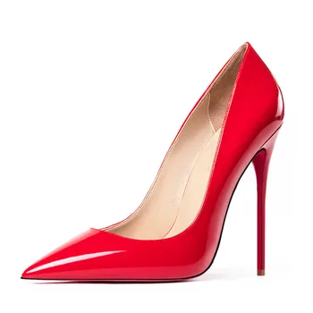 סופר סקסי נשים האדום התחתון נעליים עם עקבים גבוהים המיטה נעלי נשים אופנה מחודד בוהן אביב קיץ נעלי עור אמיתי משאבות