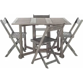 Safavieh ארווין חיצונית שולחן עם 4 כיסאות, אפור ווש