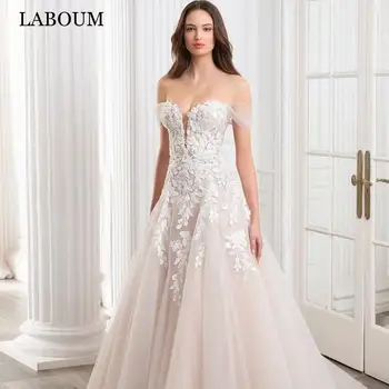 LaBoum את כתף שמלות חתונה עבור נשים 2023 הכלה המודרנית אפליקציות תחרה שמלות כלה קו טול Vestidos דה נוביה