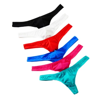 גברים חלקה סקסית חוטיני כותנה לבנים רכים תחתוני תחתונים מוצק צבע Tangas, חוטיני, תחתונים שחייה ביקיני בגודל M-2XL