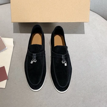 שחור זמש עור נשים נעלי נעלי 2023 אביב סתיו חדש איכותי שטוח הליכה מעצב יוקרה מאהבים מזדמנים גברים נעלי