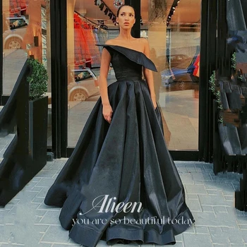 איילין Vestidos דה גאלה שחור שמלות לנשף 2024 פשוט נשף סאטן שמלת Vestido Formatura שמלה לנשף החלוק דה נשף
