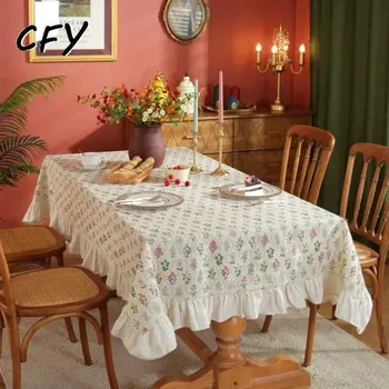 כותנה, פשתן פרח מפת שולחן עמיד למים מתקפל מפת שולחן שולחן אוכל לכסות את המסיבה במסעדה עיצוב חתונה Nappe דה השולחן
