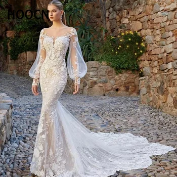 HERBURNL בתולת ים נסיכה אישית מדהימה שמלת כלה לנשים 2023 מתוקה ללא משענת אפליקציות הכלה Vestido De נוביה