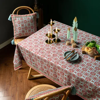 רטרו אמריקאי מודפס אידילי המפה הביתה חגיגי קל לנקות מודפס שולחן האוכל תה שולחן שולחן מפת שולחן