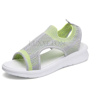 פרא אלסטית חגורת ספורט סנדלי קיץ חדש נעלי נשים נשים עבה התחתונה דגים הפה רשת סנדלים זרוק משלוח