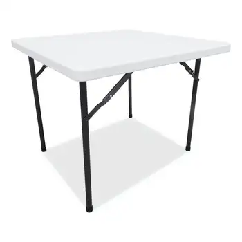 ALEPT36SW ריבוע פלסטיק שולחן מתקפל לבן רב תכליתיים חיצוני קמפינג מתקפל שולחן